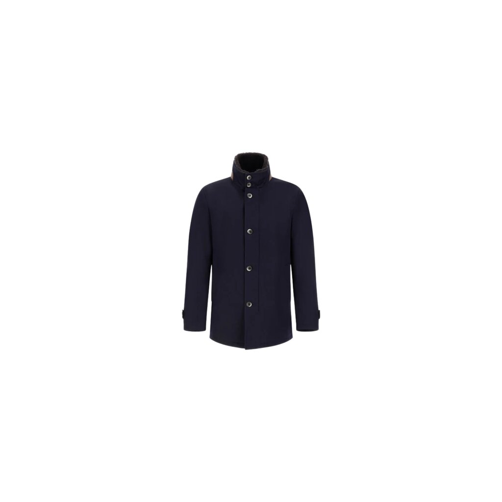 Herno Manteau court en laine à col doublé de peau lainée