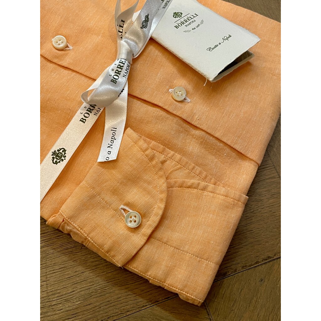 Borrelli Chemise Borrelli en Lin Orange SR441061