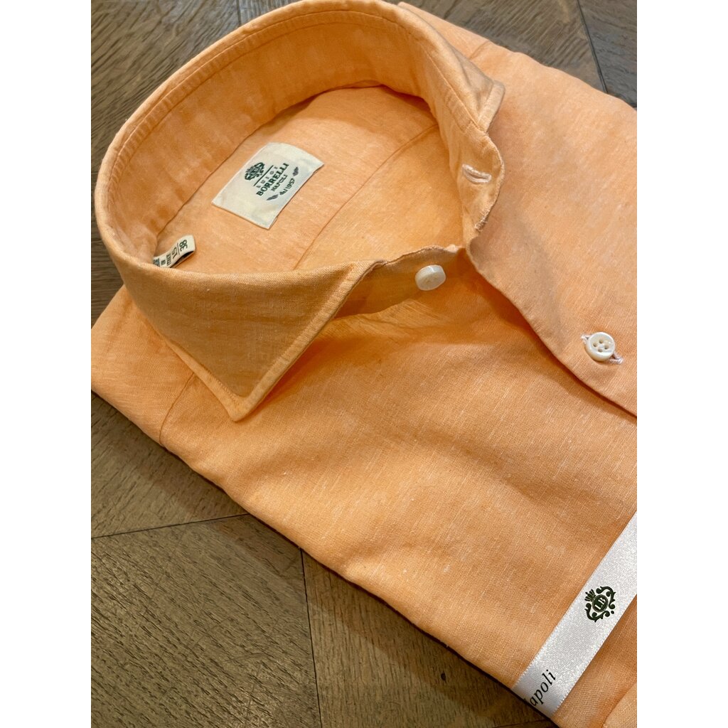 Borrelli Chemise Borrelli en Lin Orange SR441061