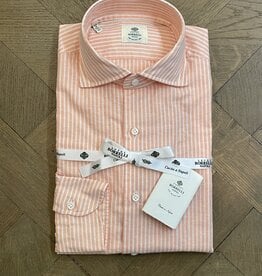 Borrelli Chemise Borrelli en lin orange à rayures blanches