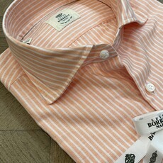 Borrelli Chemise en lin orange à rayures blanches SR1806