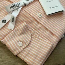 Borrelli Chemise en lin orange à rayures blanches SR1806