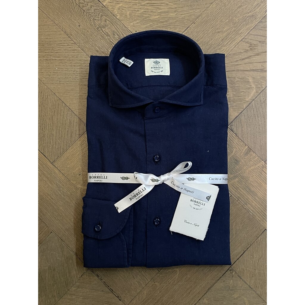 Borrelli Shirt Borrelli Linen Navy SR11005