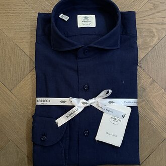 Borrelli Chemise Borrelli en lin bleu marine