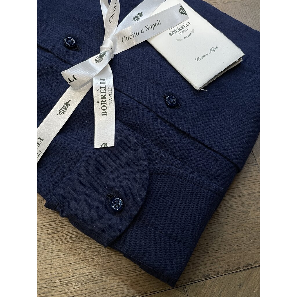 Borrelli Shirt Borrelli Linen Navy SR11005