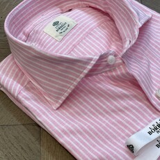 Borrelli Borrelli Pink linen shirt with small white stripes SR1806