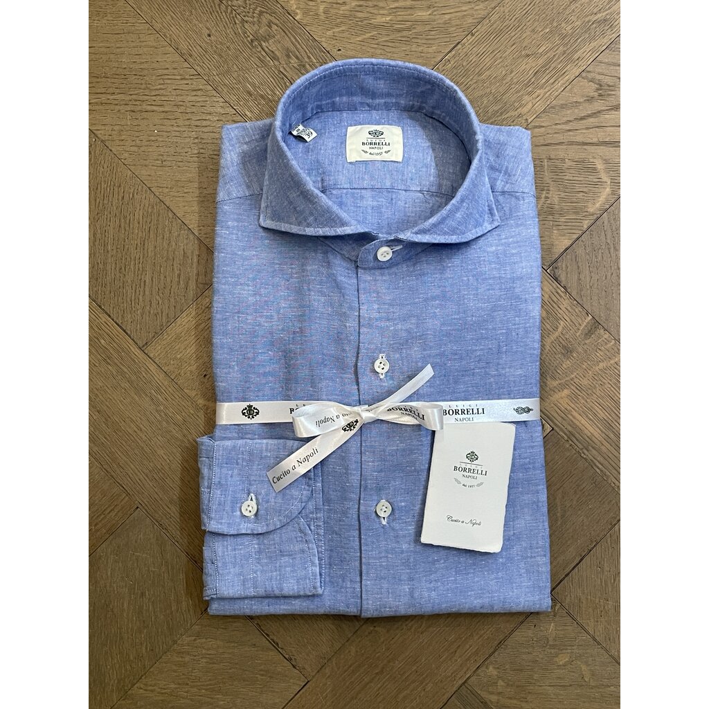 Borrelli Chemise Borrelli en lin bleu SR441061