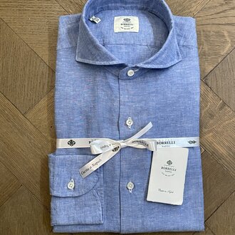 Borrelli Chemise Borrelli en lin bleu