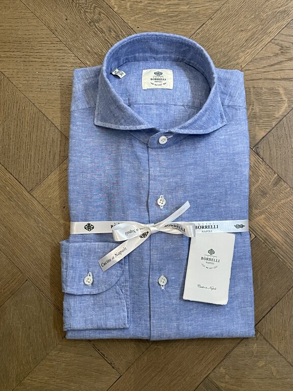 Borrelli Borrelli Shirt Linen Blue SR441061