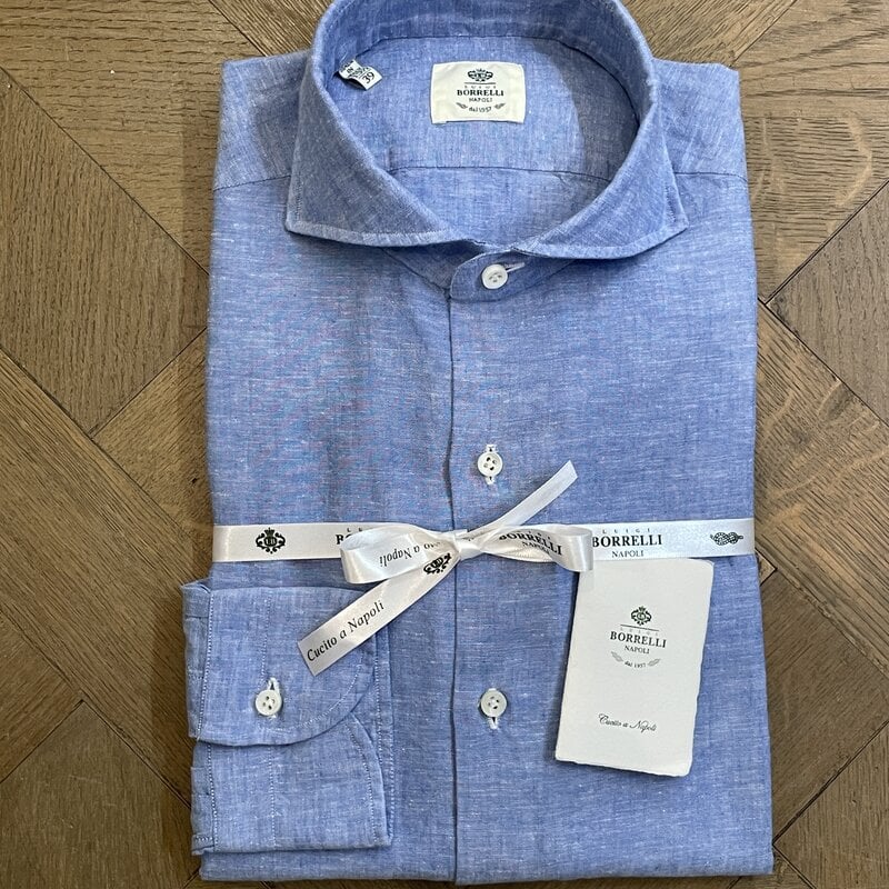Borrelli Chemise Borrelli en lin bleu