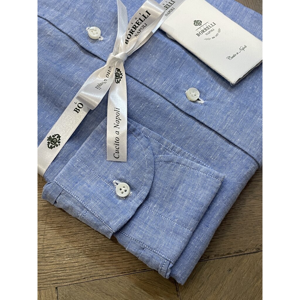 Borrelli Chemise Borrelli en lin bleu SR441061