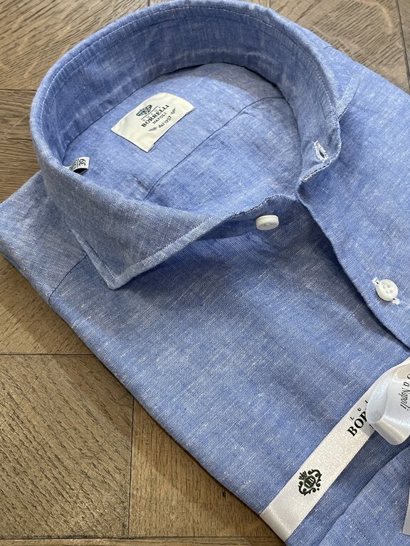 Borrelli Borrelli Shirt Linen Blue SR441061