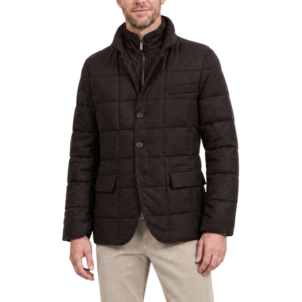 Fay Doudoune courte double front en flanelle cardée