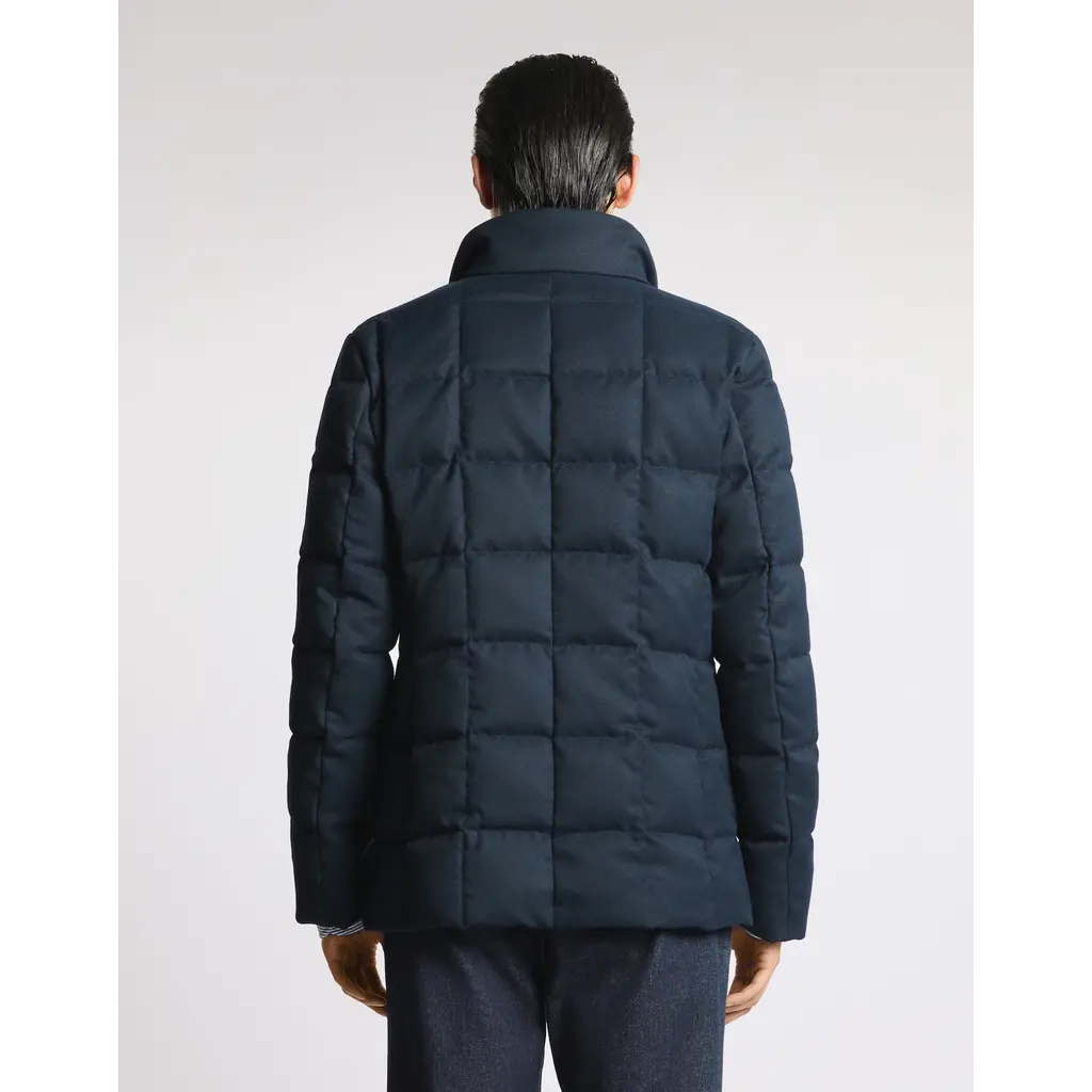 Fay Double front short down jacket in mélange technical twill