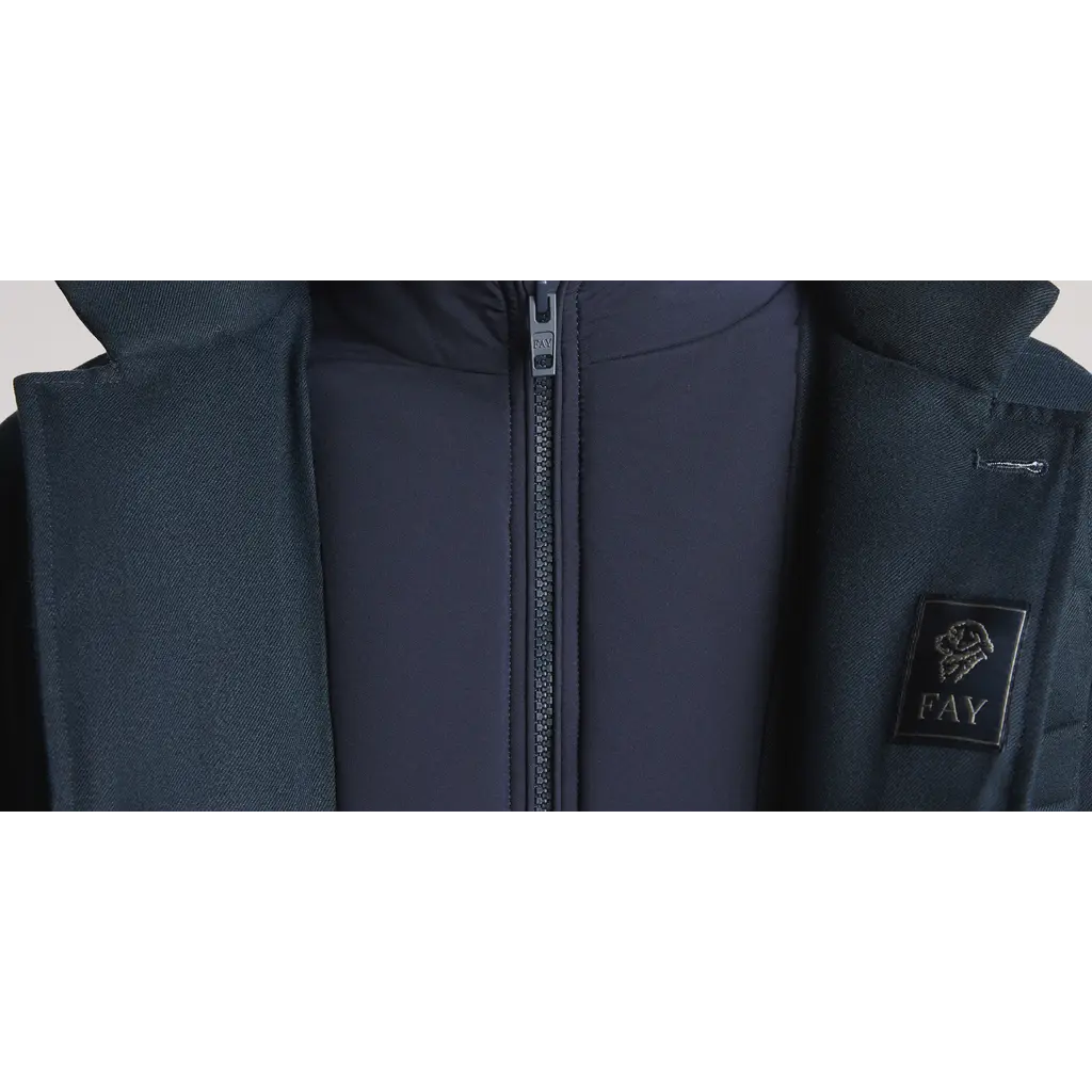 Fay Doudoune courte double front en sergé technique chiné