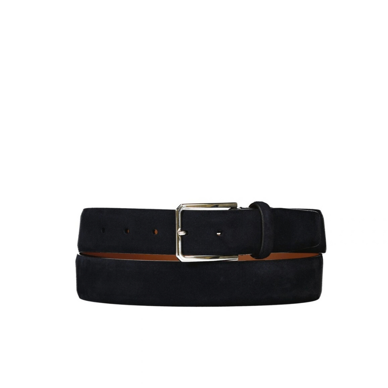 Santoni Ceinture bleu foncé en daim