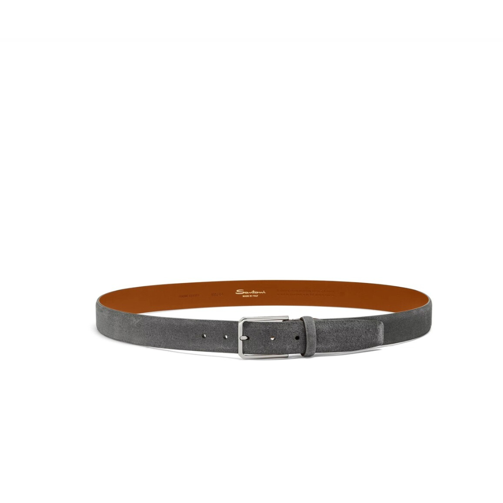 Santoni SANTONI Ceinture ajustable en daim gris