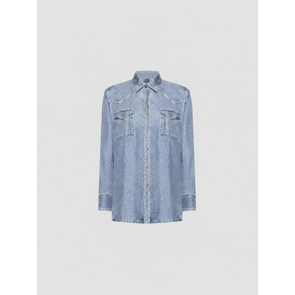 Pierre Louis Mascia Chemise à manches longues Faux-Denim ALOE en soie