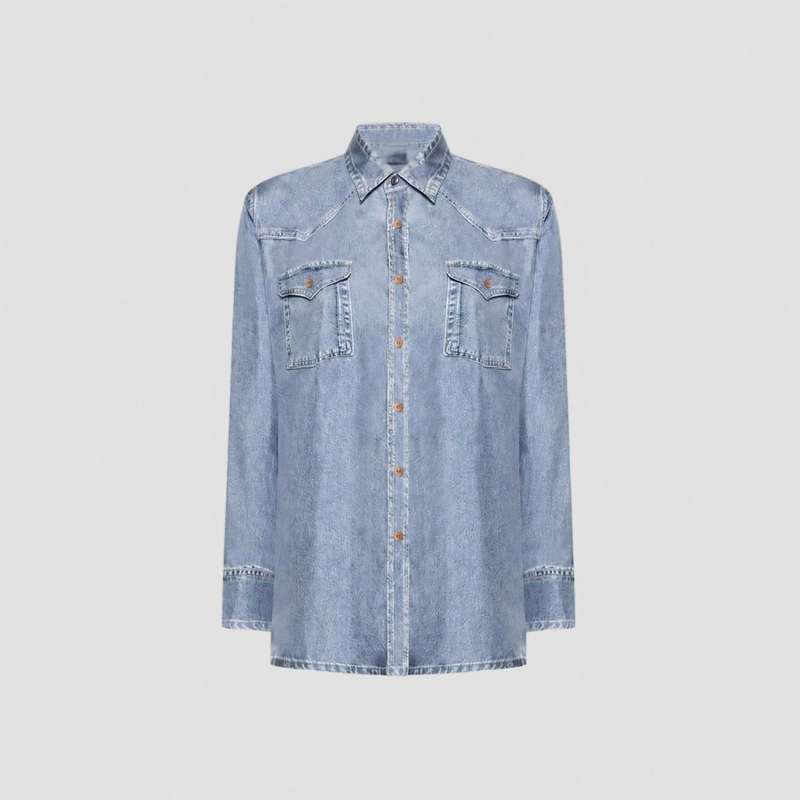 Pierre Louis Mascia Chemise à manches longues Faux-Denim ALOE en soie