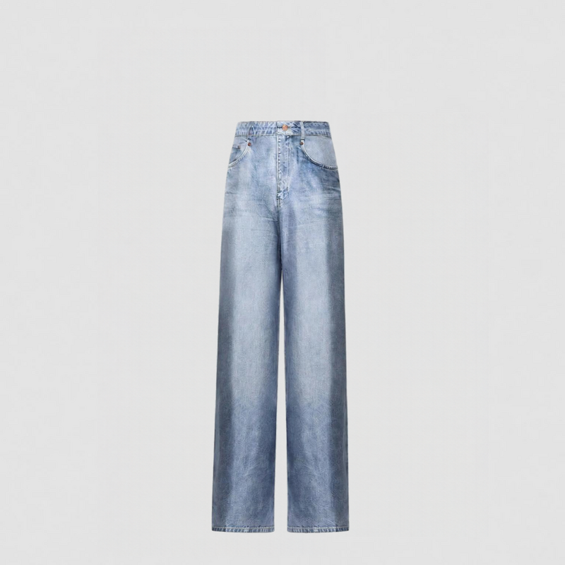 Pierre Louis Mascia Faux-Denim Trousers ALOE in Silk