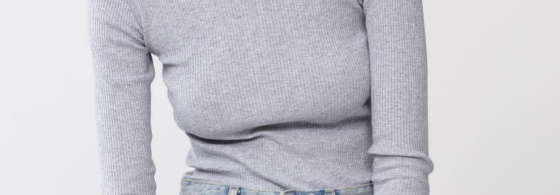 T-shirt lange mouw Cotton Rib 26516 - grijs
