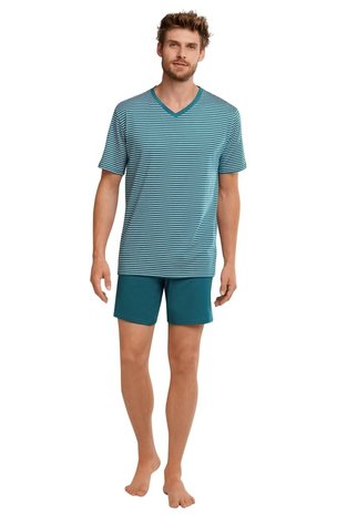 Schiesser Pyjama korte mouw 173646 - blauw mt 52 Schiesser Pyjama korte mouw 173646 - blauw mt 52