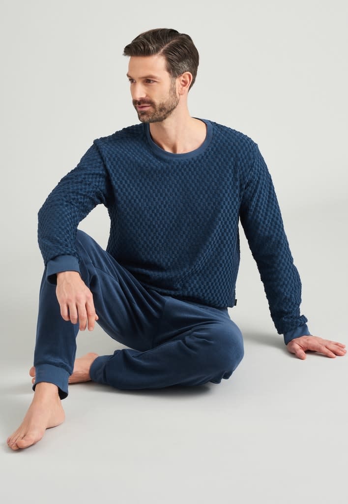 energie Voorspellen Jachtluipaard Heren badstof pyjama blauw | Schiesser pyjama warm 175603 - Mooi Eronder