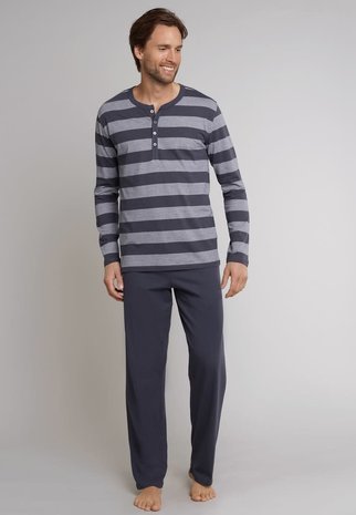 Schiesser Pyjama lange mouw 159631 - antraciet Schiesser Pyjama lange mouw 159631 - antraciet
