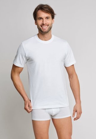 Schiesser T-shirt hoge boord American 2-pack 8150 - wit Schiesser T-shirt hoge boord American 2-pack 8150 - wit