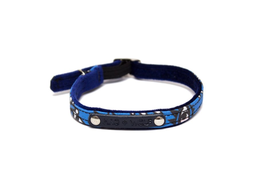 Cheshire & Wain - Colour Pop Blue Leather Cat Collar