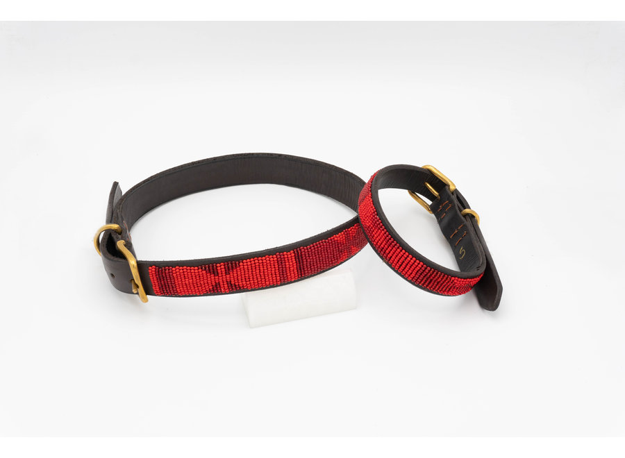 Beaded Dog collar Red