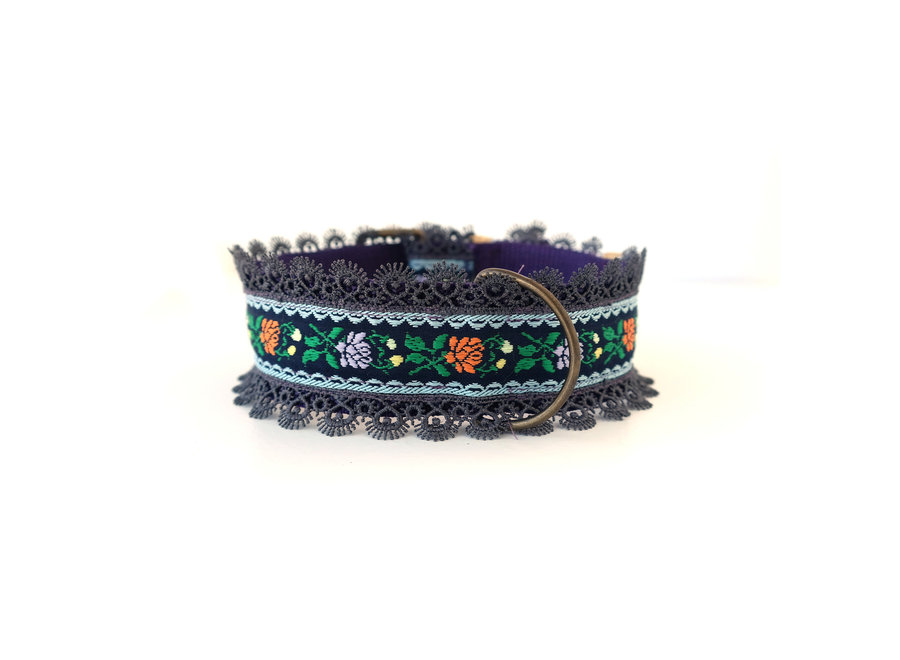 Boho Collar Flower power Black