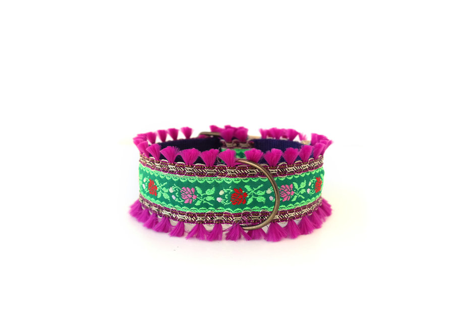 Boho Halsband Flower power Fuchsia