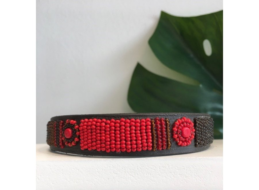 Beaded Dog collar Vanille