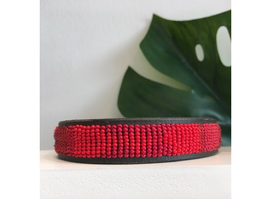 Beaded Dog collar Red