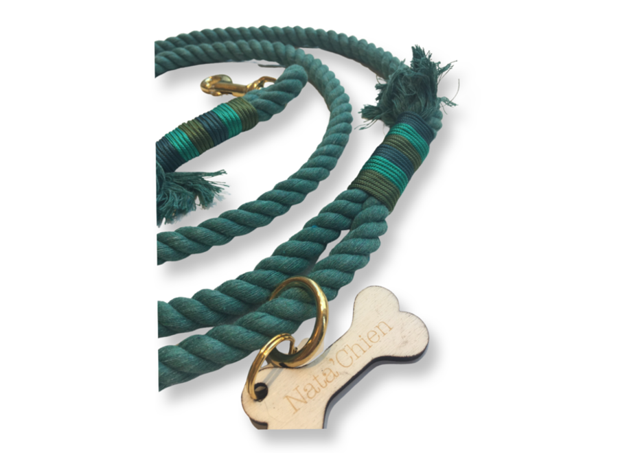 Leash rope cotton turquoise green