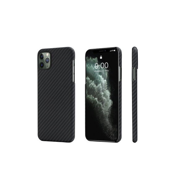 iPhone 11 Pro - Pitaka Aramid Fiber hoesje / Kevlar – kogelvrij, extreem sterk, dun & licht – Twill patroon (Zwart)