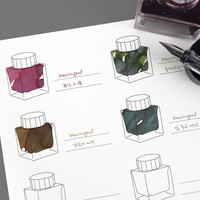 Bottle ink swatch charts