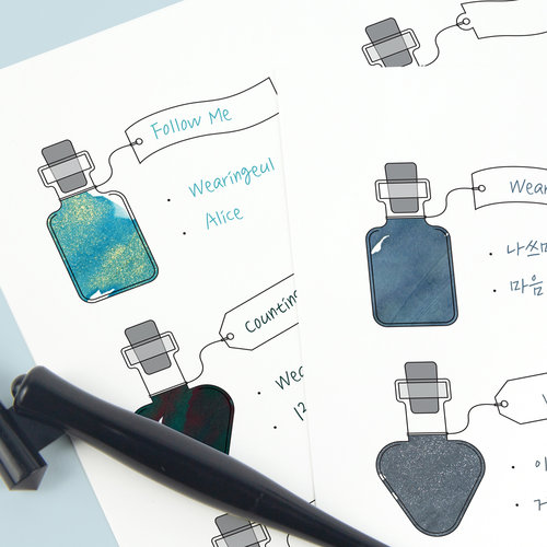 Jaquere Alice Potion Bottle inkt swatch charts
