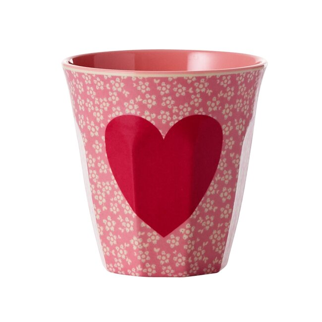 Rice Melamine Cup with Heart Print - Medium
