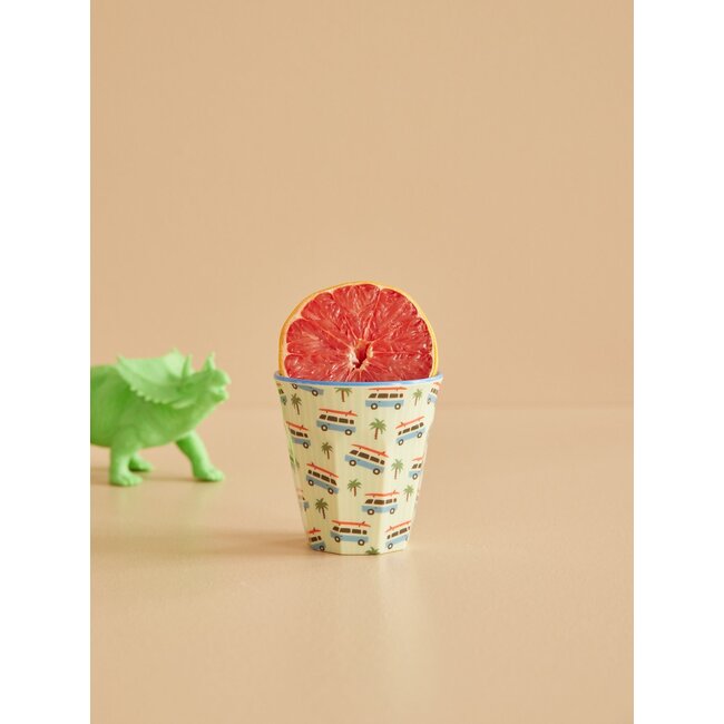 Rice Melamine Cup with Cars Print- Medium