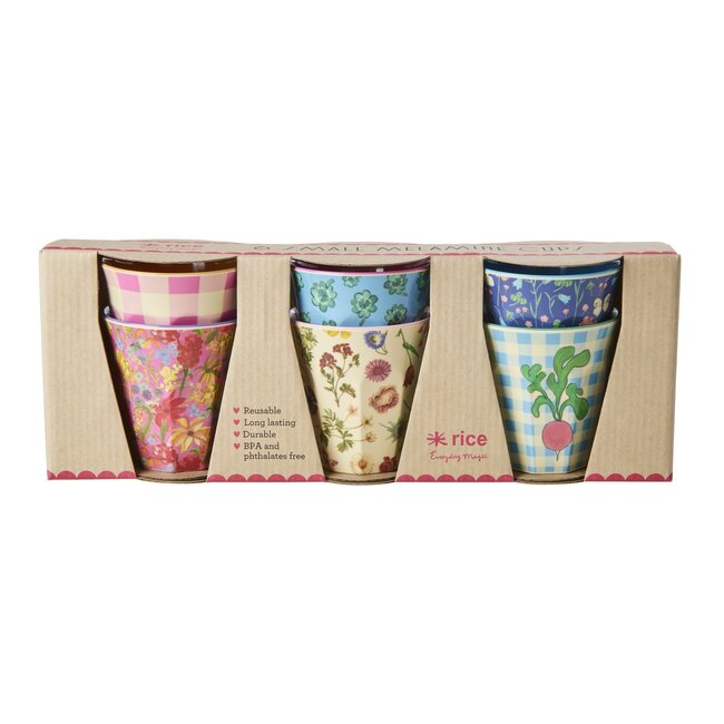 Melamine Cups with Joie De Vivre Prints - Small - 6 Pack