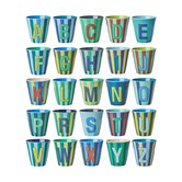 Melamine cup stripes blue