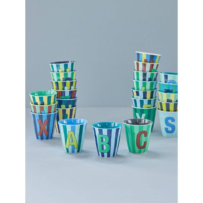 Melamine cup stripes blue