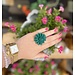 Ring leren bloem | aqua