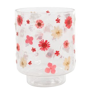 Mevrouw Potjes Glazen pot met bloemetjes L