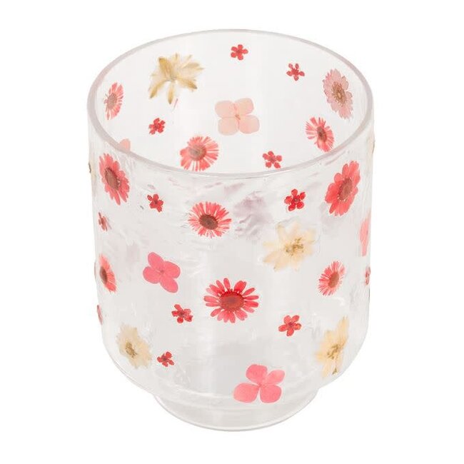 Glazen pot met bloemetjes L