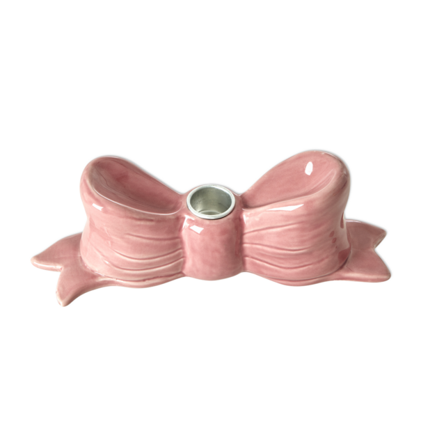 Rice Ceramic Candle Holder in Bow Shape - Pink
