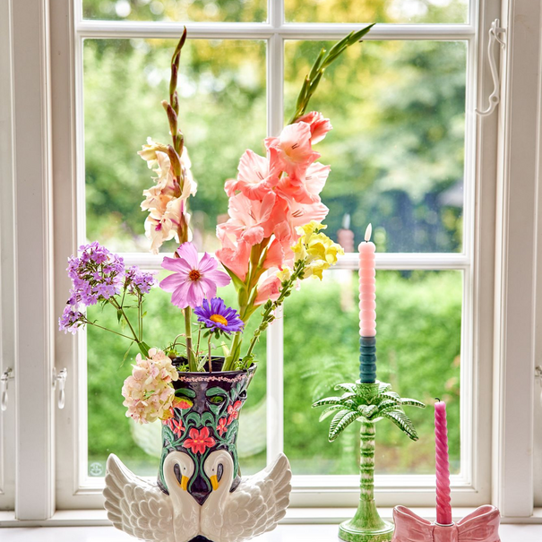 Rice Ceramic Candle Holder in Bow Shape - Pink