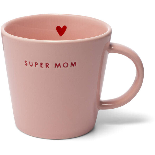 Ceramic tea cup SUPER MOM pink